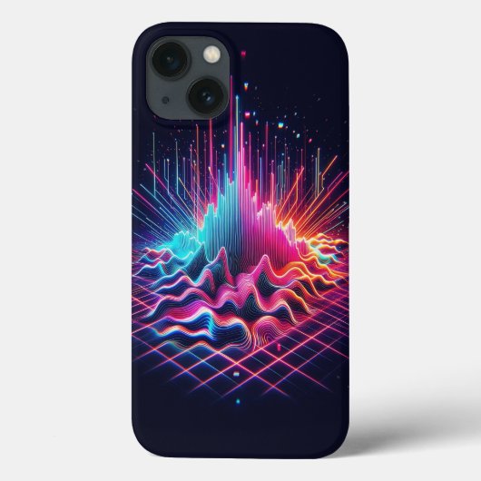 サイバーパンク デジタルサウンドウェーブ スマホケース ネオン 電気 Case-Mate iPhoneケース (裏面)