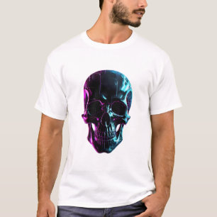 サイバーパンク ネオン スカル Tシャツ