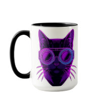 サイバーパンク ネオン 猫 コーヒーマグ - 未来主義的美学