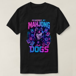 サイバーパンク ハスキー ネオン 麻雀 ゲーミング ドッグ ラバー Tシャツ