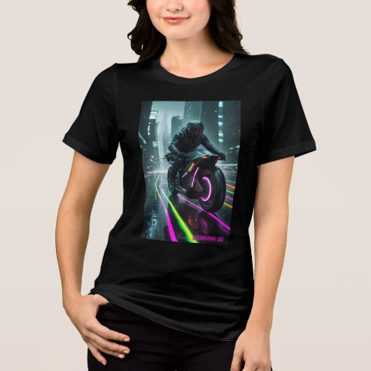サイバーパンク/レトロな美意識のデザイン トライブレンドTシャツ (正面)