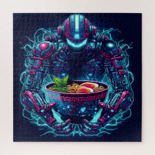 サイバーパンク ロボット ネオン ラーメン フューチャー ジグソーパズル