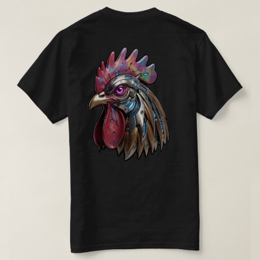 サイバーパンク ロースター 虹色 メカアート Tシャツ (デザイン裏面)