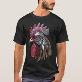 サイバーパンク ロースター 虹色 メカアート Tシャツ (正面)