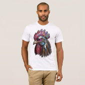サイバーパンク ロースター 虹色 メカアート Tシャツ (正面フル)