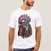 サイバーパンク ロースター 虹色 メカニカル アート Tシャツ (正面)