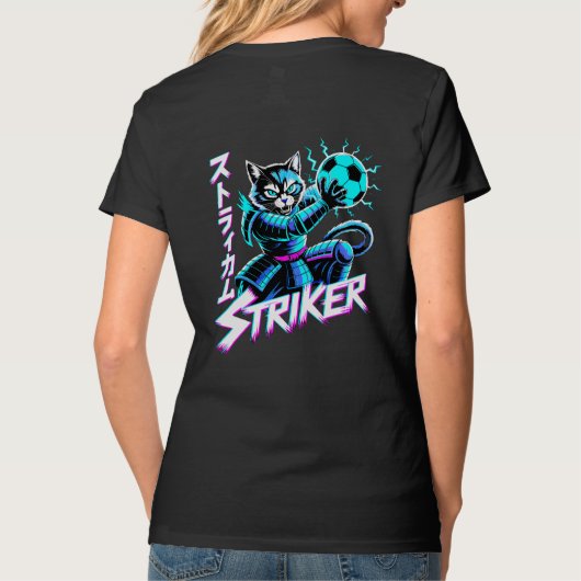 サイバーパンク 猫 キーパー Tシャツ レディース (裏面)