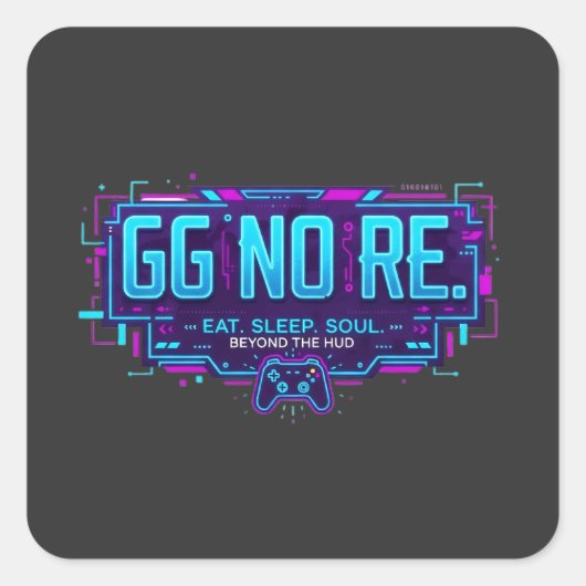 サイバーパンクGG NO REゲーミングスタイル - ネオンゲーマー スクエアシール (正面)