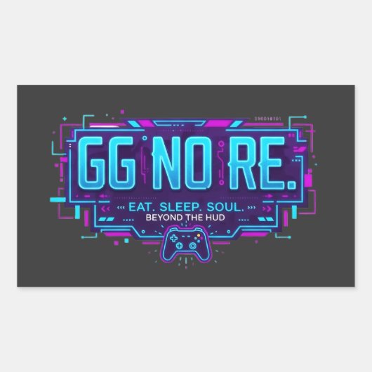 サイバーパンクGG NO REゲーミングスタイル - ネオンゲーマー 長方形シール (正面)