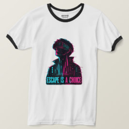 サイバーパンクVRゲーマー脱出選択リングTシャツ Tシャツ
