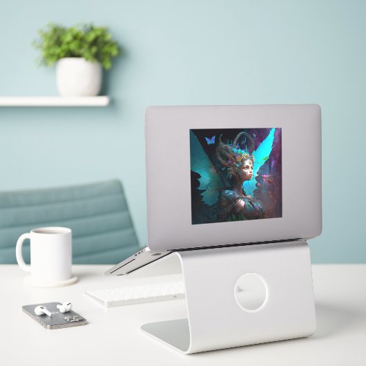 サイバーフェアリーファンタジーアート シール (デスク上のノートパソコン)