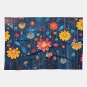 サイバーブルーイッシュ開花 キッチンタオル (横)