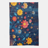 サイバーブルーイッシュ開花 キッチンタオル (縦)