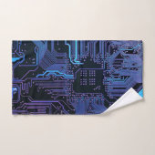サイバーブルーPCB回路基板トレースパターンアート バスタオルセット (ハンドタオル)