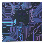 サイバーブルーPCB回路基板トレースパターンアート フォトキューブ (右)