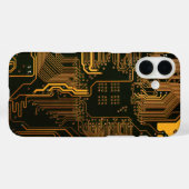 サイバーブルーPCB回路基板トレースパターンアート Case-Mate iPhoneケース (裏面 (横))