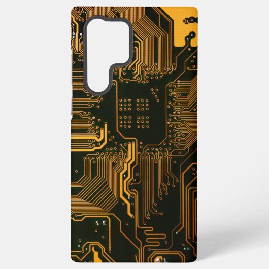 サイバーブルーPCB回路基板トレースパターンアート SAMSUNG GALAXYケース (裏面)