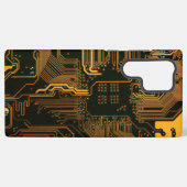 サイバーブルーPCB回路基板トレースパターンアート SAMSUNG GALAXYケース (裏面横)