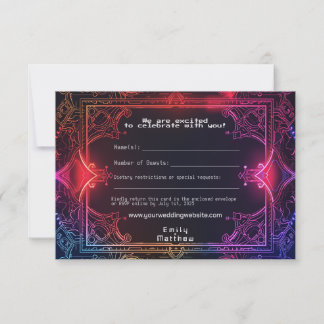 サイバー中世フュージョン結婚式RSVPカード サンキューカード
