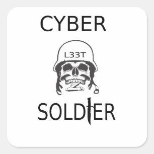 サイバー兵士ハッカーのシール スクエアシール