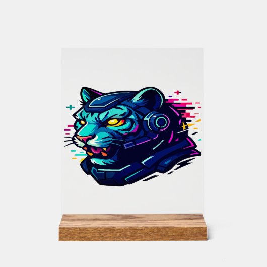 サイバー動物 – デジタルの未来的な生き物 アクリルサイン (正面)