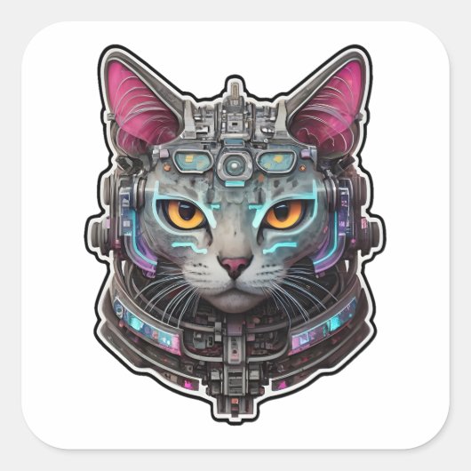 サイバー子猫の好奇心 スクエアシール (正面)
