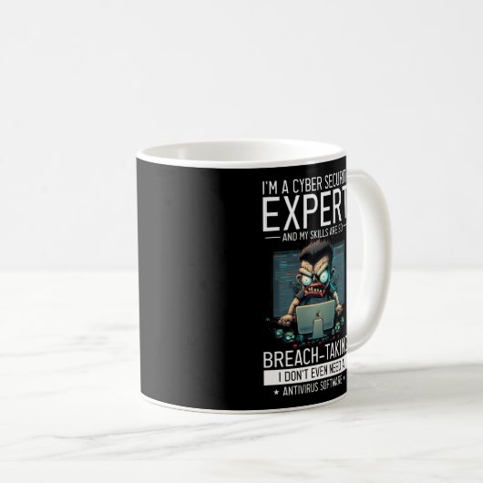 サイバー戦士のホワイトハッカーと倫理的ハッカー コーヒーマグカップ (正面右)