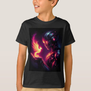 サイバー未来ロボットフェニックス火の精神 Tシャツ