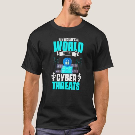 サイバー脅威から安全コンピュータプログラマサイクル Tシャツ (正面)