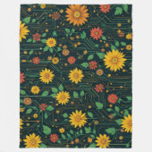 サイバー開花 フリースブランケット (正面)