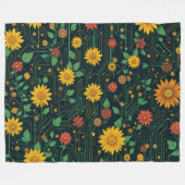 サイバー開花 フリースブランケット (正面(横))