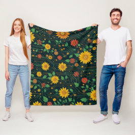 サイバー開花 フリースブランケット