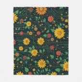 サイバー開花 フリースブランケット (正面)