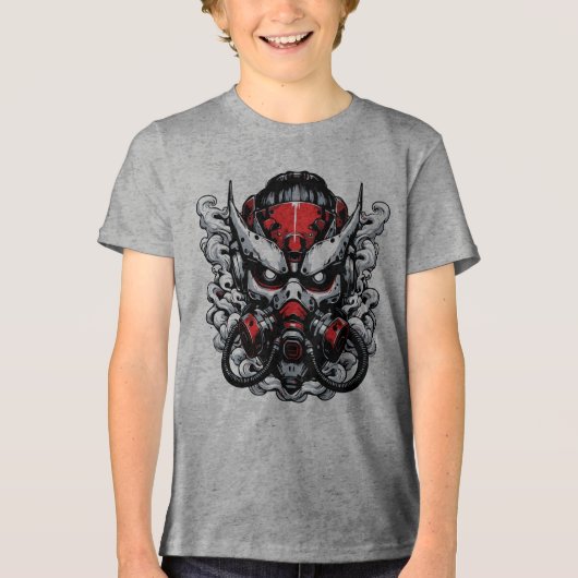 サイバー鬼: スモークウォリアーマスク トライブレンドTシャツ (正面)