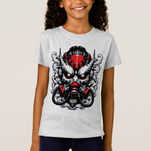サイバー鬼: スモークウォリアーマスク Tシャツ (正面)