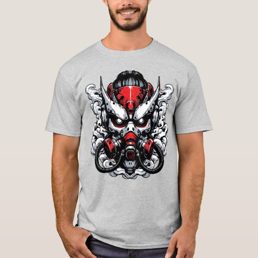 サイバー鬼:スモークウォリアーマスク Tシャツ (正面)