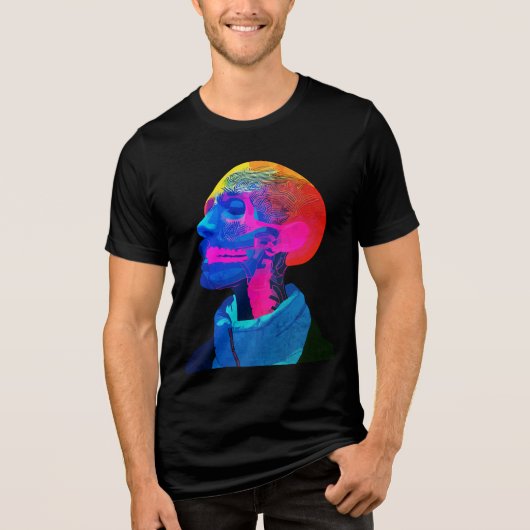 サイバー・スカル - 未来の解剖学アート トライブレンドTシャツ (正面)