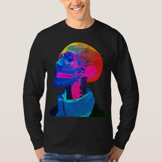 サイバー・スカル - 未来の解剖学アート Tシャツ (正面)