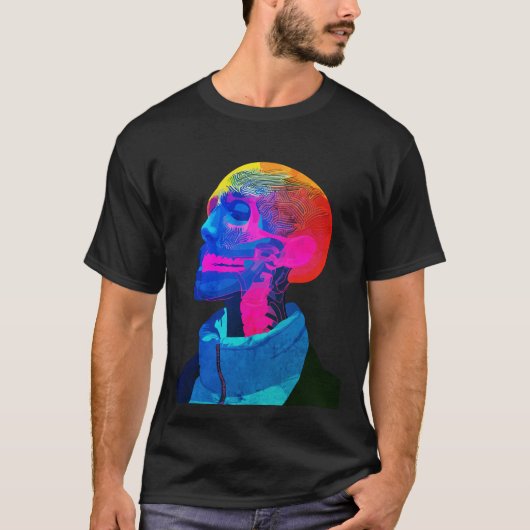 サイバー・スカル - 未来の解剖学アート Tシャツ (正面)