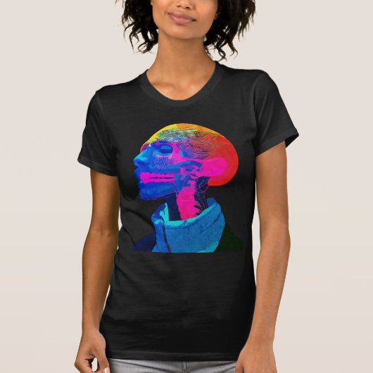 サイバー・スカル - 未来の解剖学アート Tシャツ (正面)