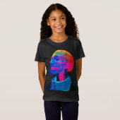 サイバー・スカル - 未来の解剖学アート Tシャツ (正面フル)