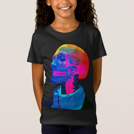 サイバー・スカル - 未来の解剖学アート Tシャツ (正面)