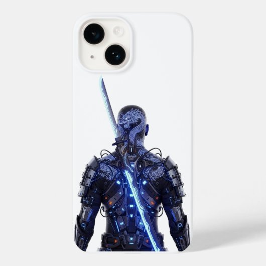 サイバー・ドラゴン・サムライ - 未来の武士アート Case-Mate iPhoneケース (裏面)