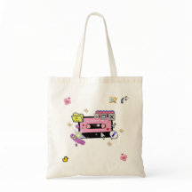 サイバー ピンク カセットテープ トートバッグ