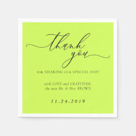 サイバー ライム ジェット ブラック ミニマリスト デコ ウェディング スタンダードカクテルナプキン