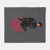 サイバー ヴィクセン ゲーマー ガール - グレー ビデオ ゲーム グラフィック フリースブランケット (正面(横))