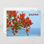 サイパンの炎が青い海に咲く ポストカード (正面/裏面)