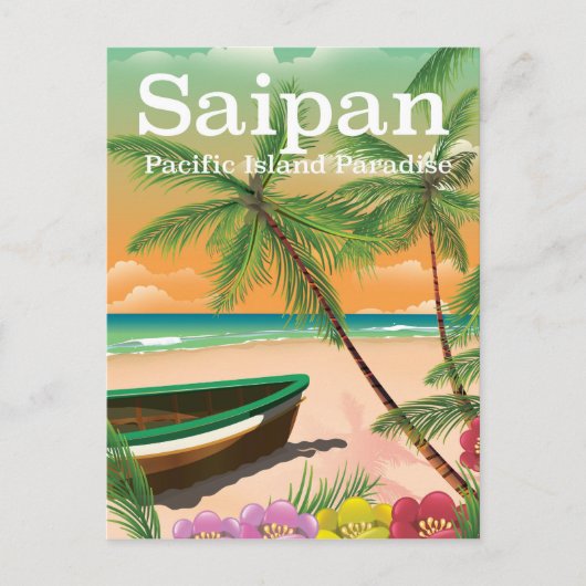 サイパン ビンテージ スタイル 旅行 ポスター ポストカード (正面)