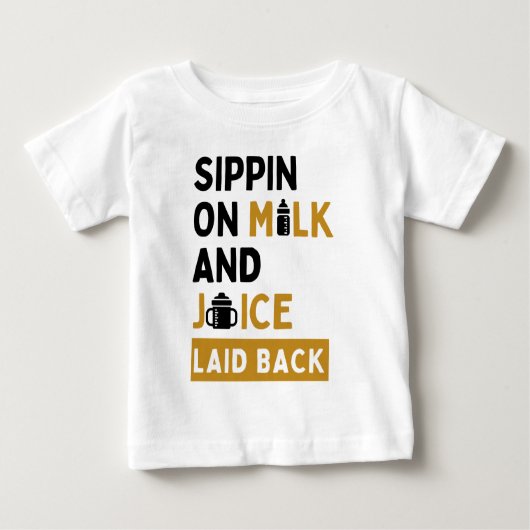 サイピンオンミルク&ジュースヒップホップ誕生日パーティー ベビーTシャツ (正面)