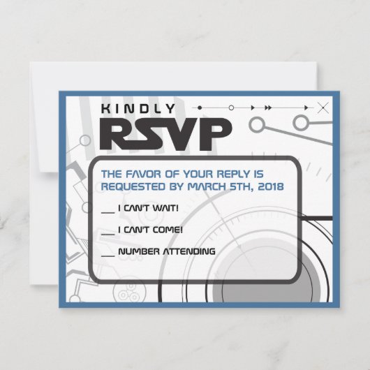 サイファイのバーのバルミツワーの招待状の応答カード 出欠カード (正面)